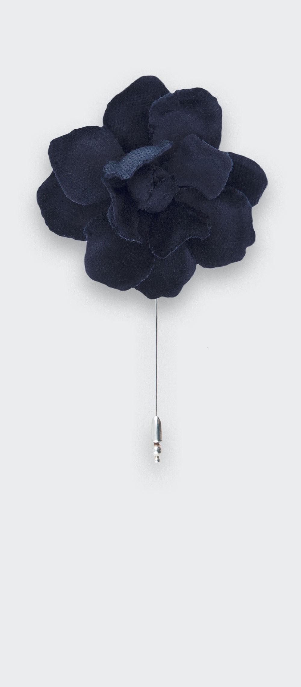 Navy Blue Velvet Gardenia Lapel Pin - cotton - Cinabre Paris