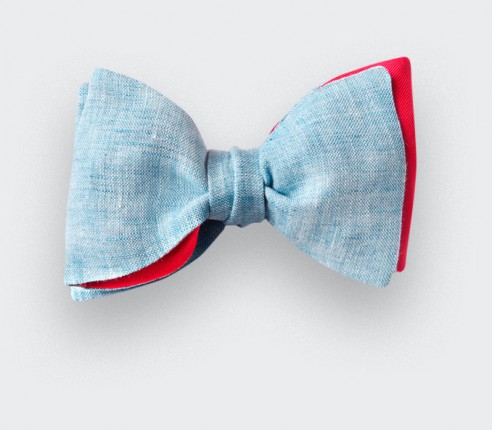 Frosty Blue Linen Bow Tie