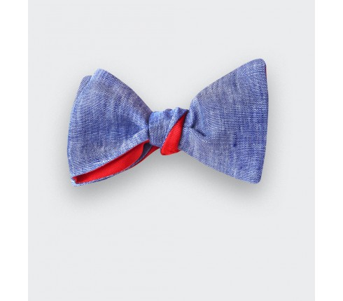 Washed Blue Linen Bow Tie - Cinabre Paris