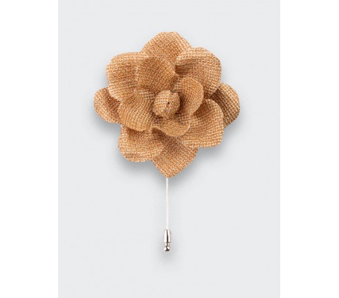 Mustard Mesh Gardenia Lapel Pin - Cinabre Paris