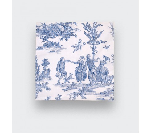 Blue Toile de Jouy pocket square - Handmade - Cinabre Paris