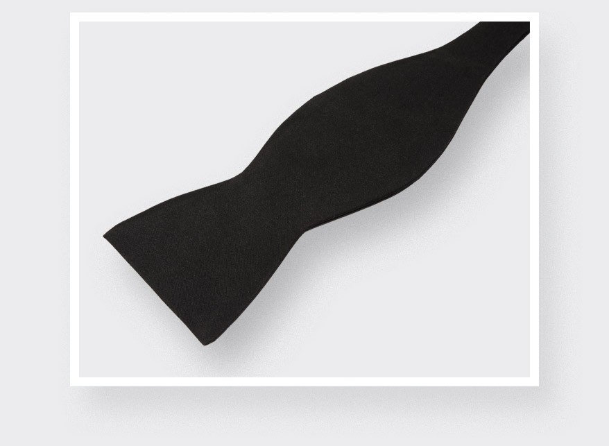 Black Satin Classic Self Tie Bow Tie - Handmade by Cinabre Paris