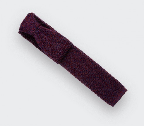 Burgundy Navy Blue Knitted Tie - Cinabre Paris