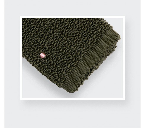 Light Pink Polka Dots Khaki Knitted Tie - Cinabre Paris