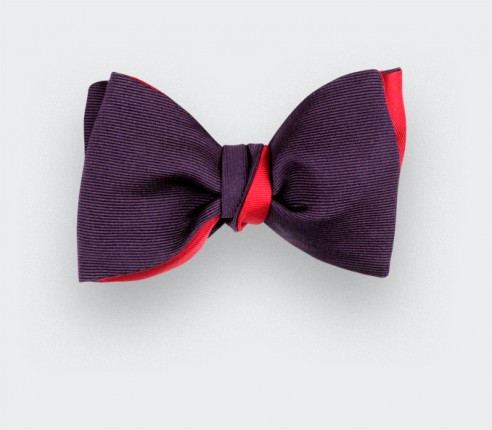 Purple Faille Bow tie - Handmade by Cinabre Paris