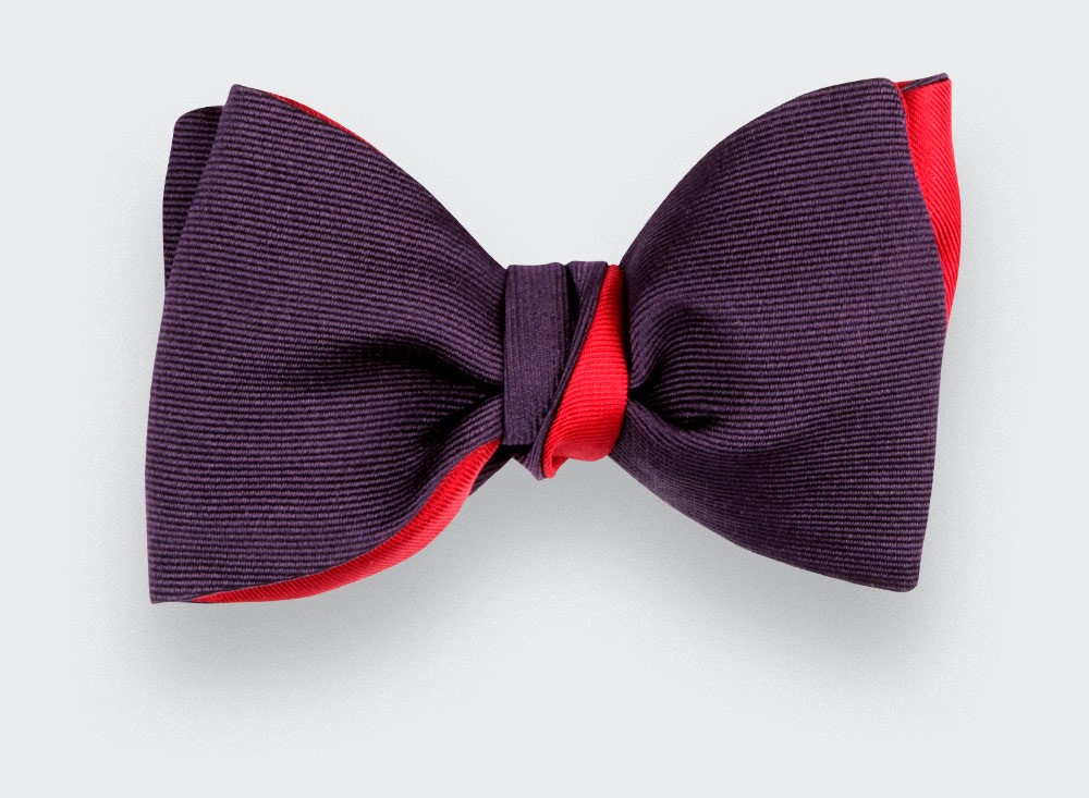 Purple Faille Bow tie - Handmade by Cinabre Paris