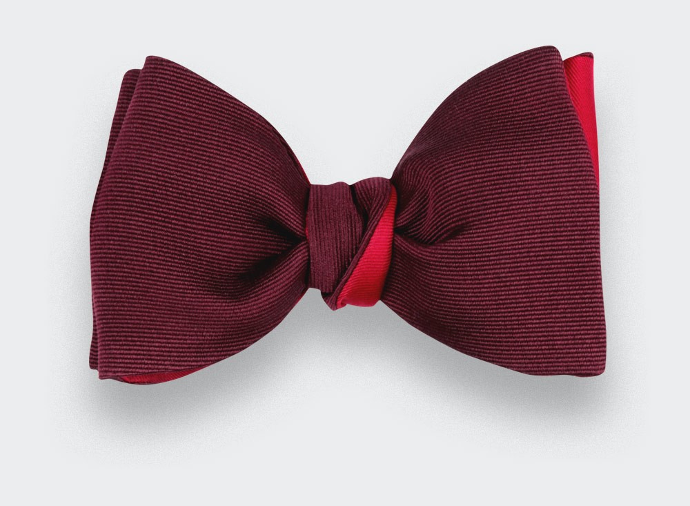 Burgundy Faille Bow Tie - handmade by Cinabre Paris