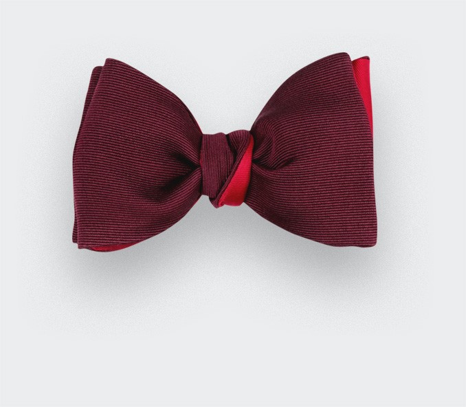 Burgundy Faille Bow Tie - handmade by Cinabre Paris