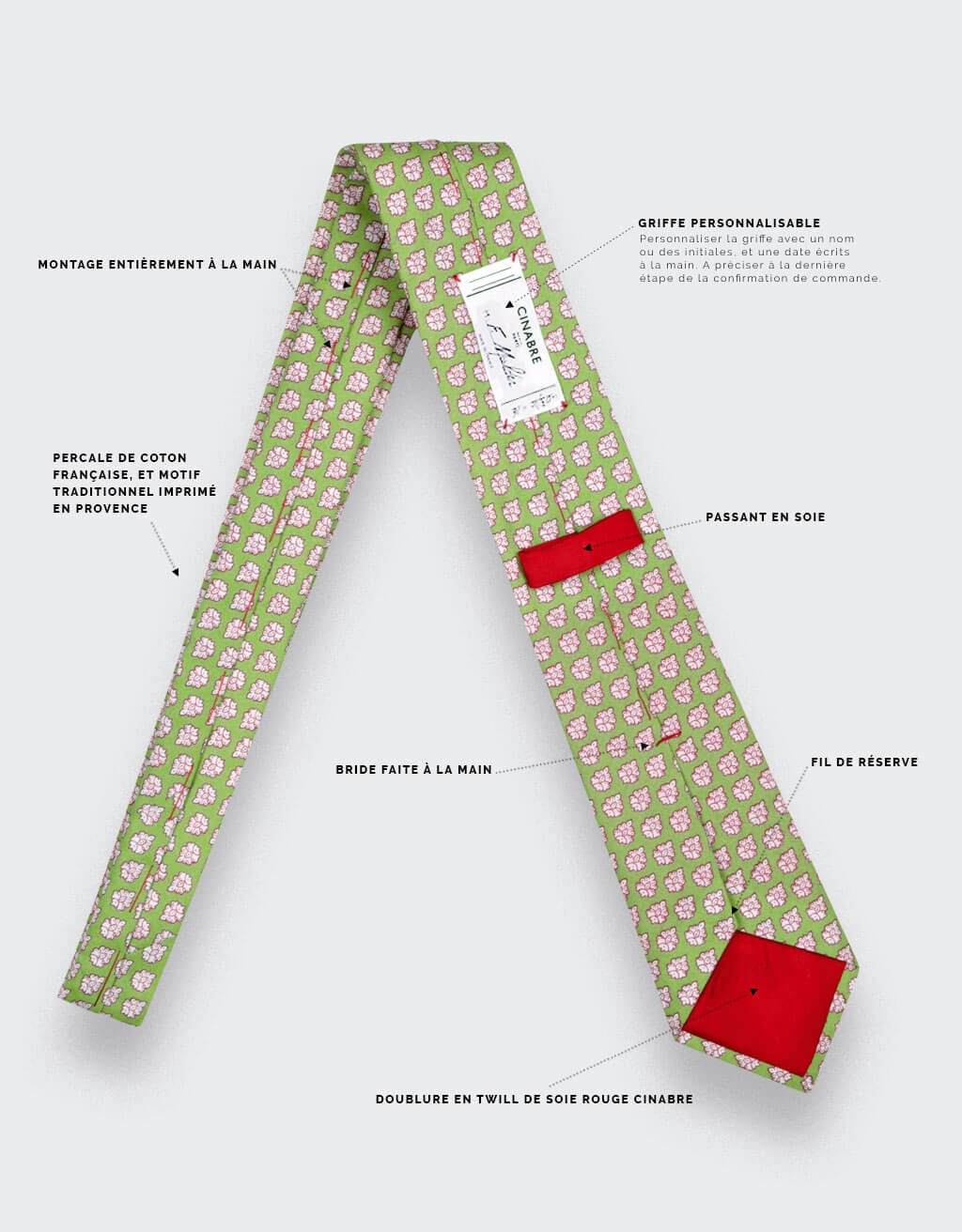 Green Provence Tie - Handmade by Cinabre Paris