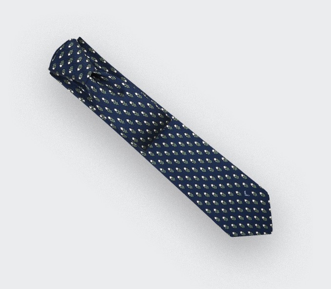 Navy Blue Grey Grand Pan Tie - Cinabre Paris