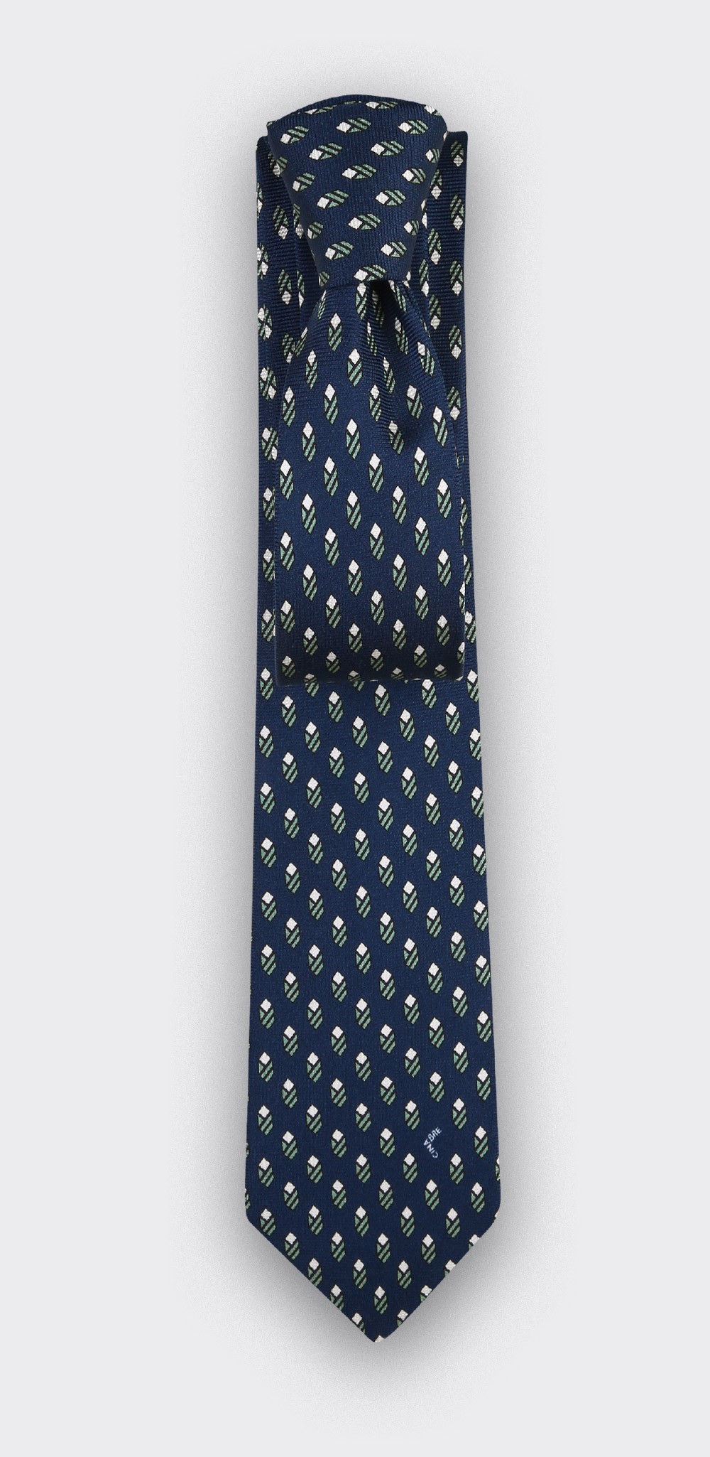 Navy Blue Grey Grand Pan Tie - Cinabre Paris