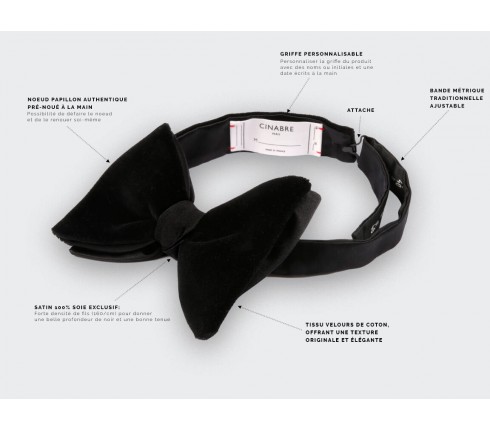 Large Black Velvet Bow Tie - Cinabre Paris