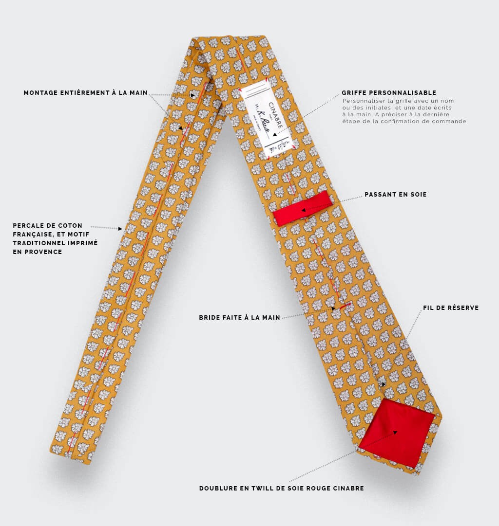 Cravate Provence Jaune - Fait main par Cinabre Paris