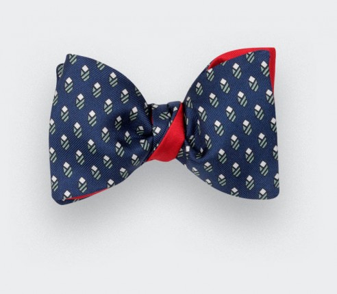 Navy Green Grand Pan Bow tie - Handmade by Cinabre Paris