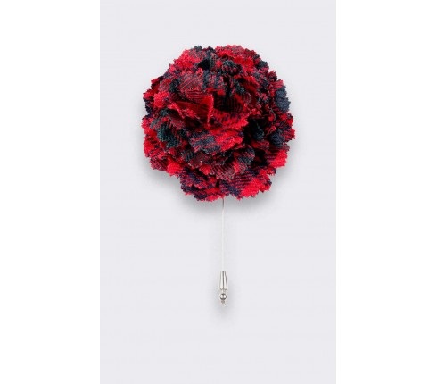 Boutonnière Tartan Rouge Ross - Fait-main par Cinabre Paris