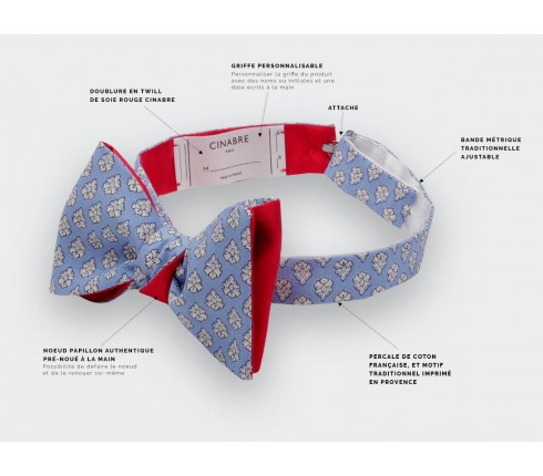 Light Blue Provence Bow Tie - Handmade in France