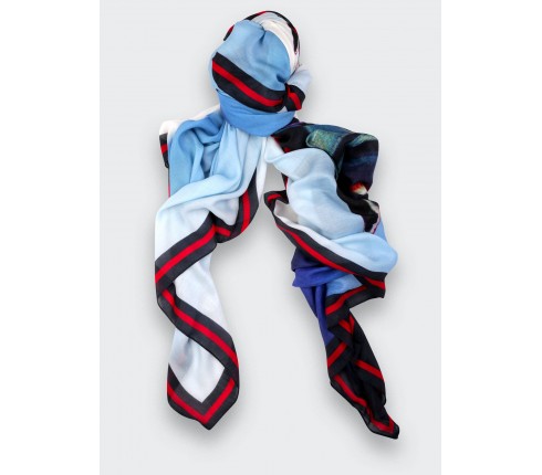 Foulard Cinabre Ils arrivent bleu en cachemire et modal