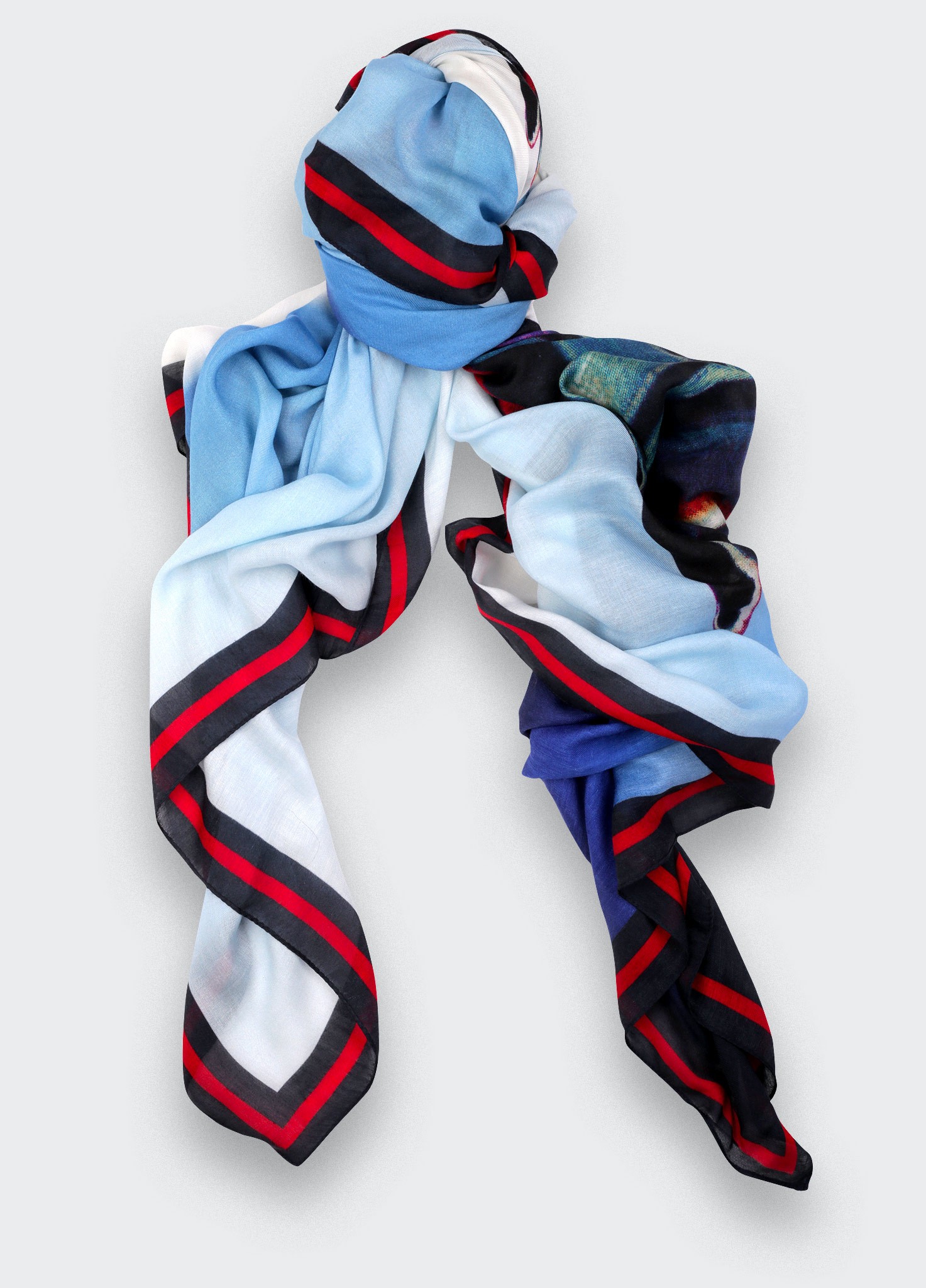 Foulard Cinabre Ils arrivent bleu en cachemire et modal