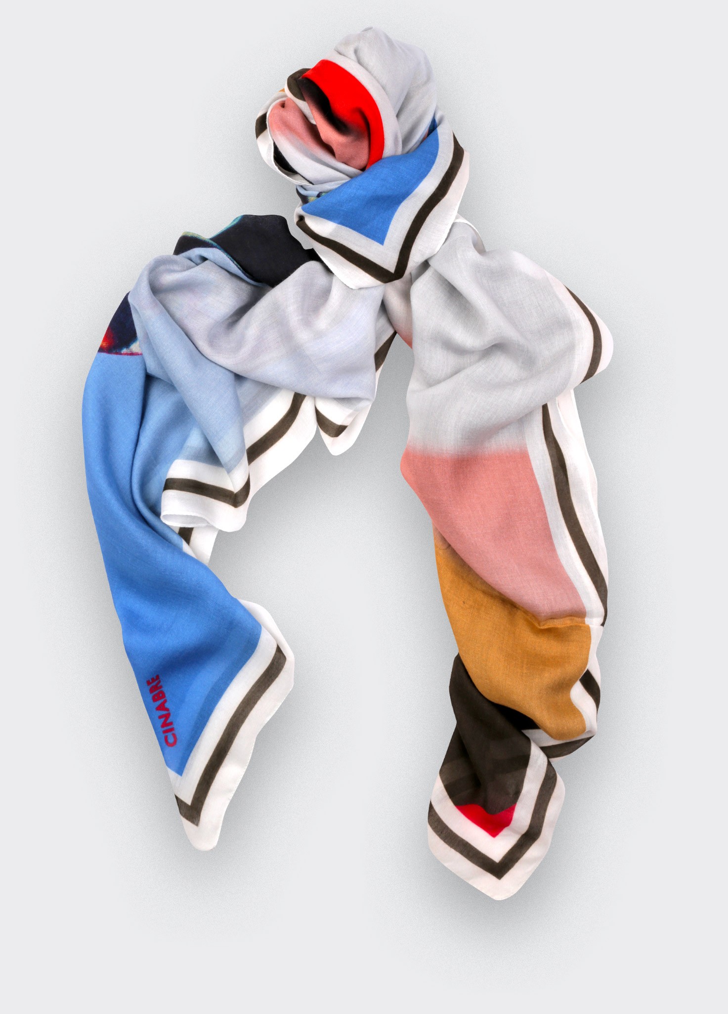 Foulard kaki et bleu Cinabre Paris Ils Arrivent en cachemire et modal