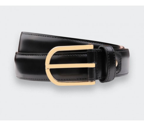 Black Leather Belt Cinabre - Made in France