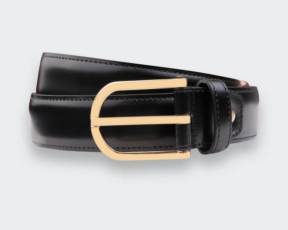 Black Leather Belt Cinabre - Made in France