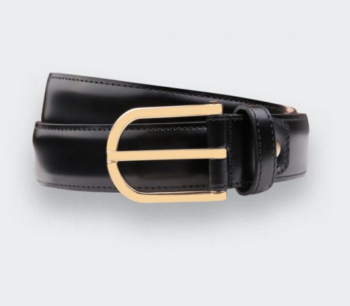 Ceinture en cuir noir Cinabre, Made in France