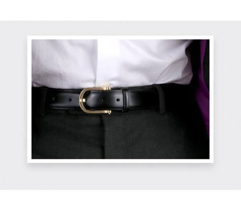 Black Leather Belt Cinabre - Made in France