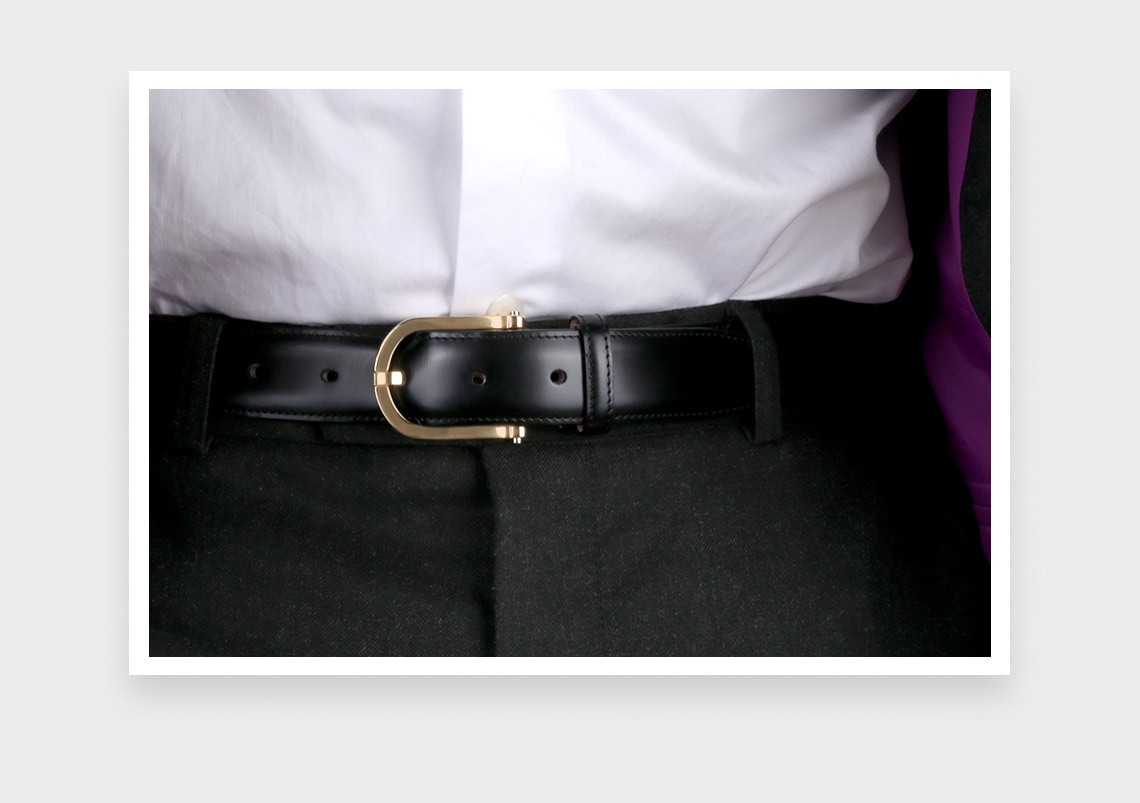 Black Leather Belt Cinabre - Made in France