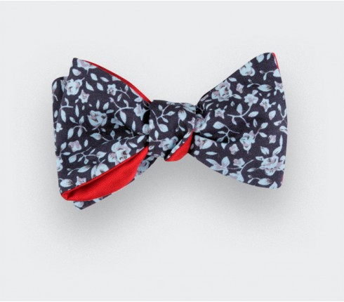 Blue floral bow tie - cotton and silk - CINABRE Paris