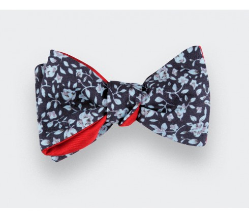 Blue floral bow tie - cotton and silk - CINABRE Paris