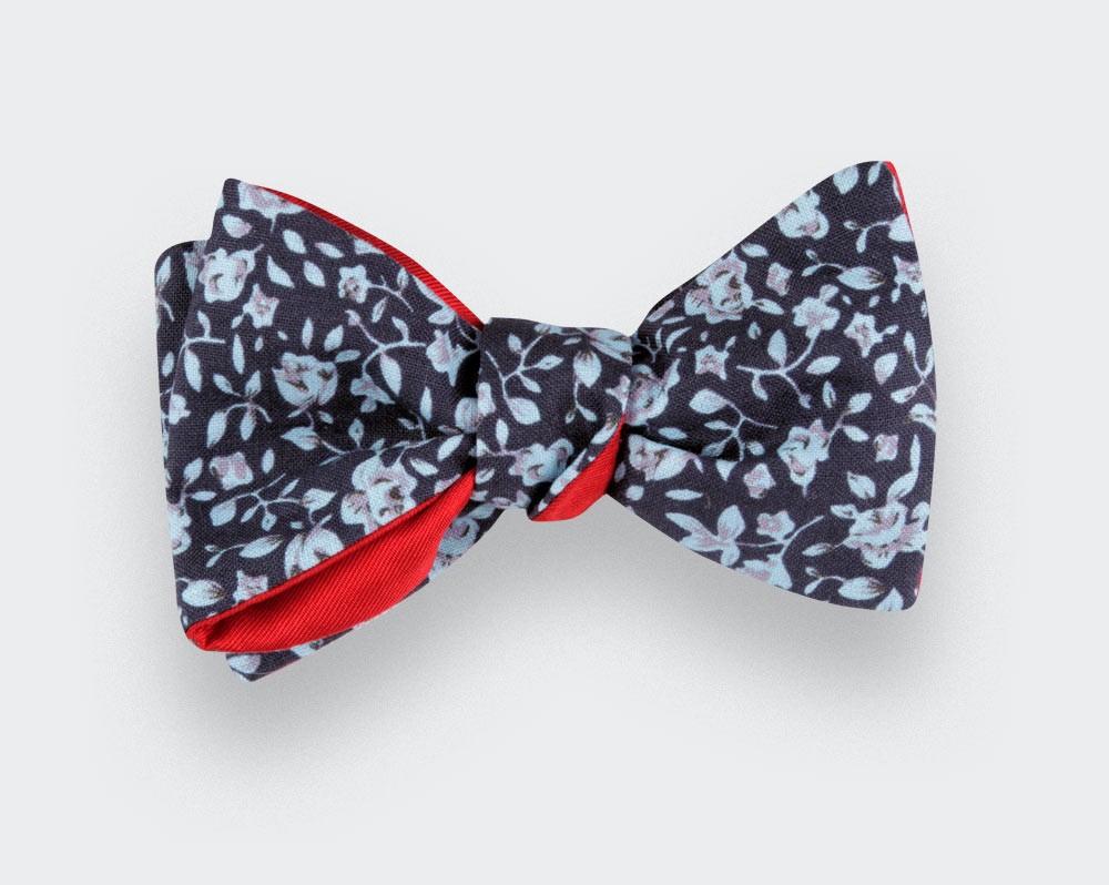 Blue floral bow tie - cotton and silk - CINABRE Paris