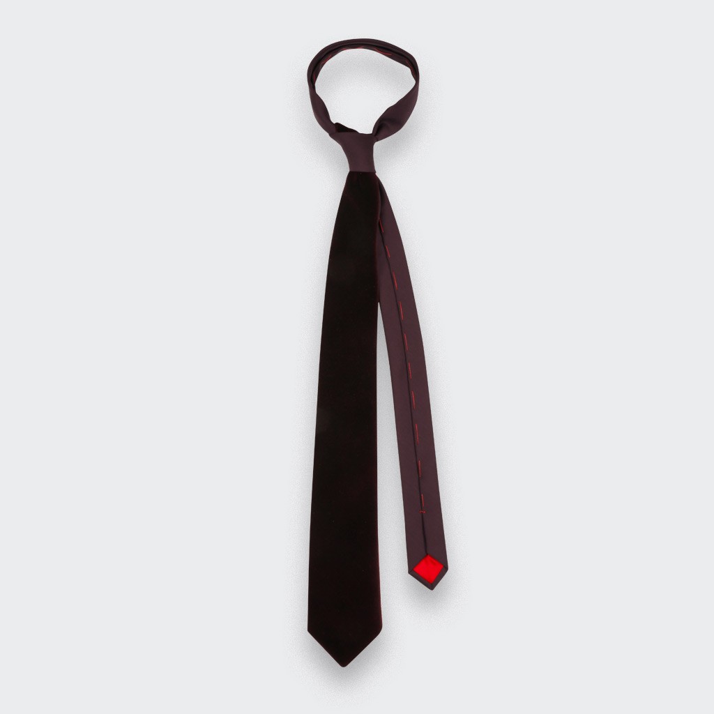 Wine-red Velvet Tie - Cinabre Paris