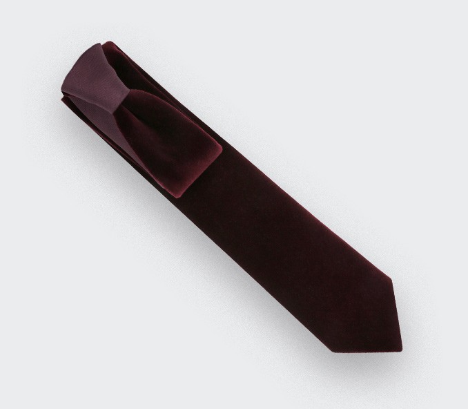 Wine-red Velvet Tie - Cinabre Paris