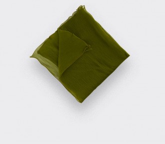 Khaki chiffon pocket square - Handmade - Cinabre Paris