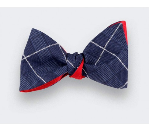 White Stripes Prince of Wales Bow Tie - Cinabre Paris - Handmade in France