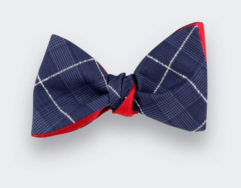 White Stripes Prince of Wales Bow Tie - Cinabre Paris - Handmade in France