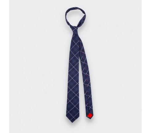 White Stripes Prince of Wales Tie - Cinabre Paris - Handmade in France