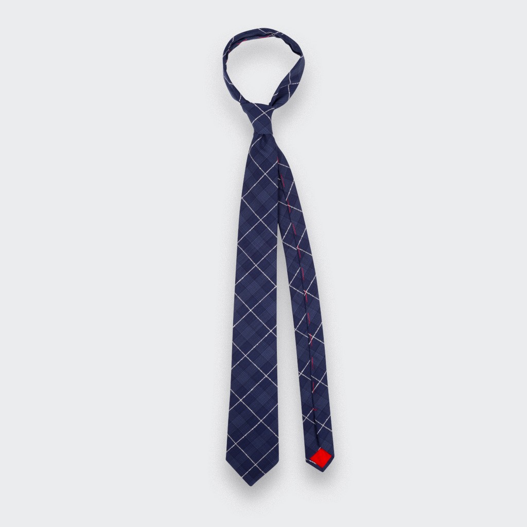 White Stripes Prince of Wales Tie - Cinabre Paris - Handmade in France