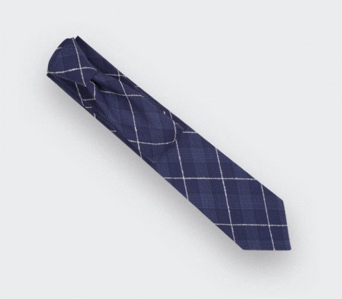 White Stripes Prince of Wales Tie - Cinabre Paris - Handmade in France