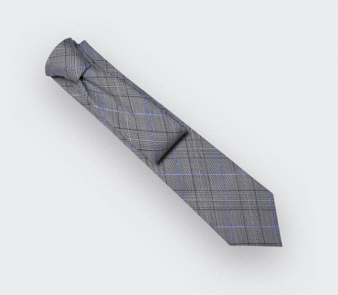 Blue Stripes Prince of Wales Tie - Cinabre Paris - Handmade in France