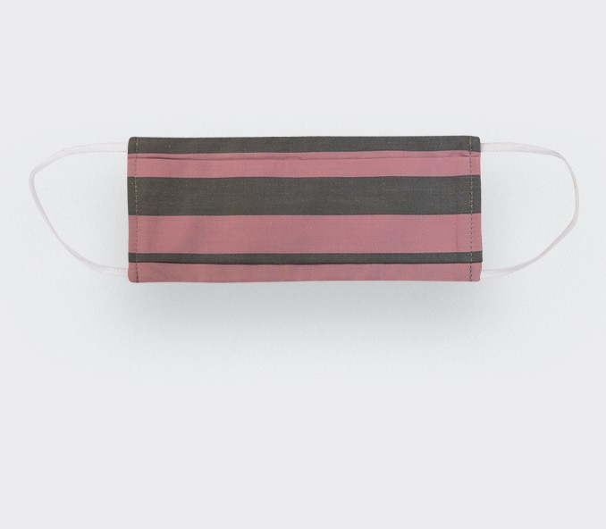 Pink Striped Face Mask - Made in France -