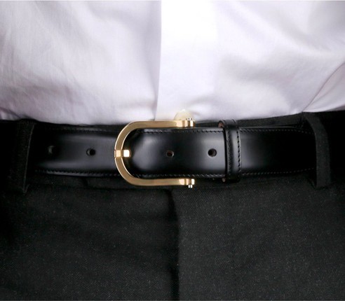 Black Leather Belt Cinabre - Made in France