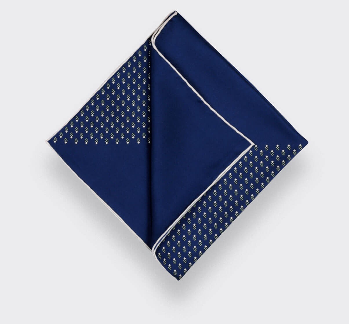 silk pocket square - navy blue grey grand pan - cinabre paris