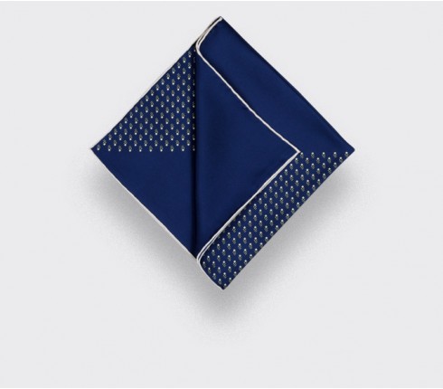 silk pocket square - navy blue grey grand pan - cinabre paris