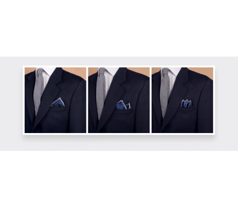 silk pocket square - navy blue grey grand pan - cinabre paris