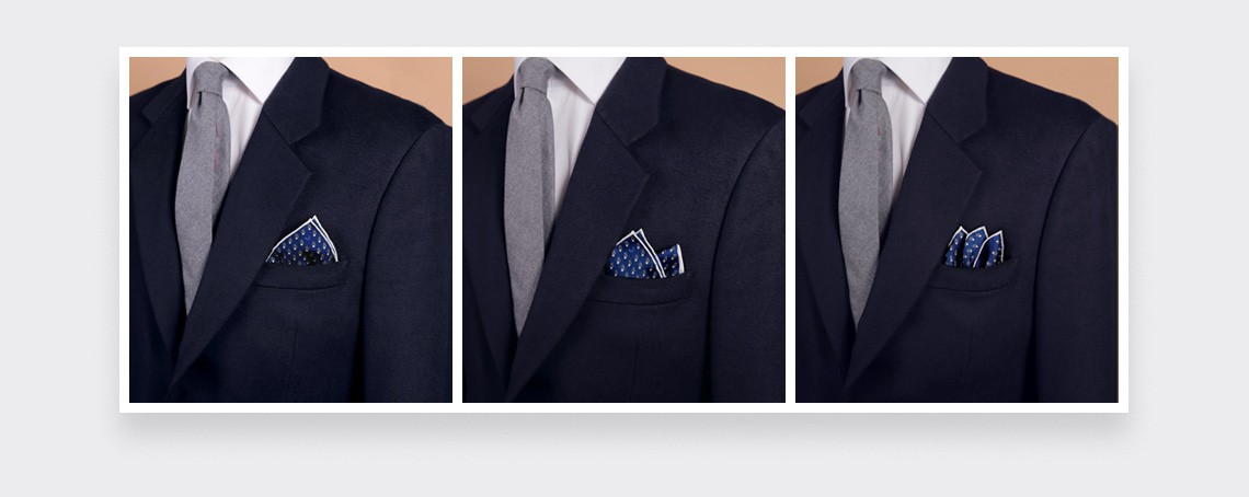 silk pocket square - navy blue grey grand pan - cinabre paris