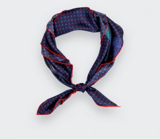 Bandana soie Grand Pan marine bleu - Made in France - Cinabre Paris