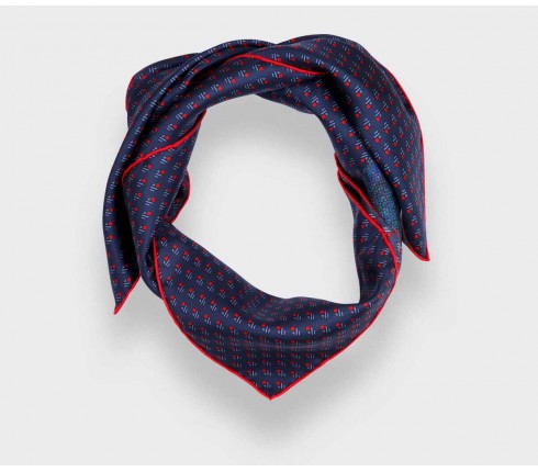 Bandana soie Grand Pan marine bleu - Made in France - Cinabre Paris