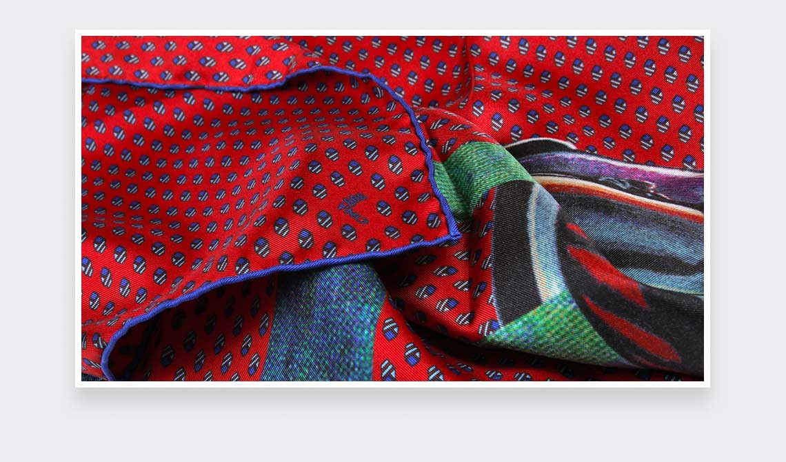 Bandana soie Grand Pan rouge - Made in France - Cinabre Paris