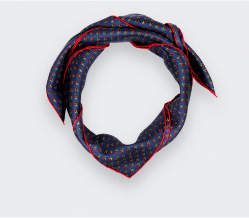 Navy blue green Grand Pan Bandana - Made in France - Cinabre Paris